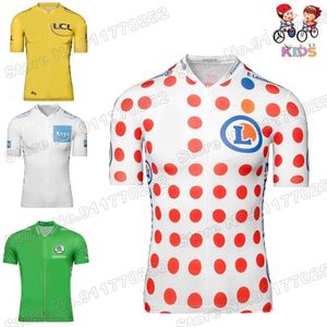 New tour new de france Maglia da ciclismo per bambini giallo bianco verde a pois ragazzi ragazze abbigliamento da ciclismo magliette da bici per bambini Maillot H1020