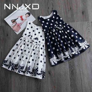 Casual Polkadot Suknie Dla Dziewczyn Bow Urodziny Dress Kids Clothing Sundress Baby Girl Odzież 4 5 6 7 8 9 10 11 12 lat q0716