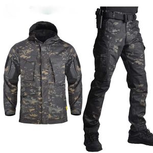 Camouflage Hunting Jackets & Pants Army Jacket Set Clothing Shell Military Tactical Suits Waterproof Training Uniform Gym