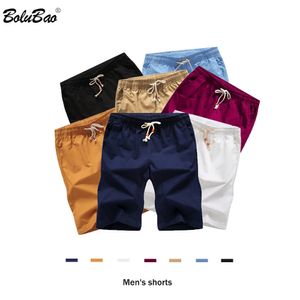 BOLUBAO Men Polyester Shorts For Men Summer Solid Breathable Elastic Waist Casual Male Short 7 Colors 210518