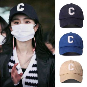Star Same Style Korean Version of C Letter Soft Top Baseball Female Fashion Street Shooting Peaked Cap Sun Hat Male Unisex