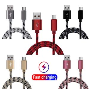 USB-kabel Typ C Cables Adapter Data Sync Laddning Telefontjocklek Stark flätad Micro Premium