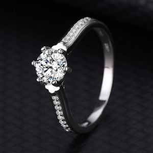 Moissanite Sterling Silver S925 Six Claw Arm Set Female Classic Models 1 Simulation Diamond Proposal Ring