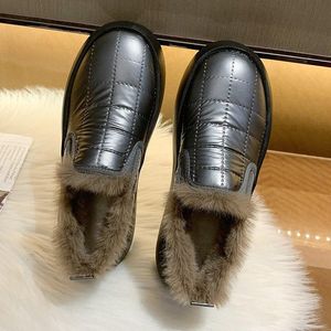 Wyściełane buty buty bawełniane palce u nogi zagęszczenie botas botas femininas zimowa platforma kostki Kobiety ciepłe pluszowe wodoodporne śnieg 942 448