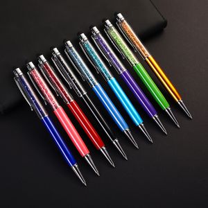 Partihandel multifunktionell kondensator reklam Diamond Crystal Stylus Turn Metal Ballpoint Pen Studentgåva Skolpapper