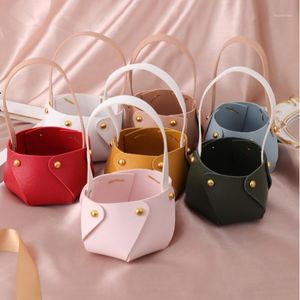 Gift Wrap Creative Leather Portable Candy Bag Birthday Baby Shower Party Box Basket Jewelry Packaging Wedding Pouch Handbags