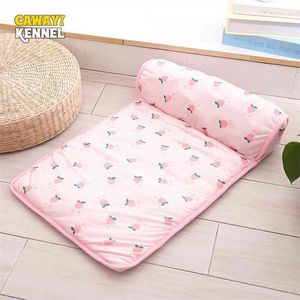 Dog BlanketsUmer Ice Silk Cool Feeling Pet Matt Cat Pad Dog's Nest Dog Supplies 210924