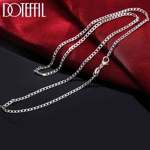 Doteffil 925 Sterling Silver 2mm 16/18/20/22/24/26/28/30 Inch Side Chain Necklace for Women Man Fashion Wedding Charm Jewelry