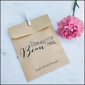 Gift Event Festive Party Supplies Home Gardengift Wrap Custom Wedding Favor Bags Thanks For Bean Here Coffee Or Jelly Bags Printed On K