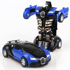 One-key Deformation Car Toys Automatic Transform Robot Plastic Model Funny Diecasts Boys Amazing Gifts Kid Toy