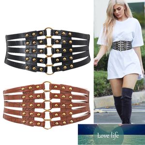 Midja Corset Belt Elastisk Plus Size Designer Bälten för Kvinnor Högkvalitativ Punk Rivet Metal Stretch Cummerbunds Wide Cinturons Fabrikspris Expert Design Kvalitet