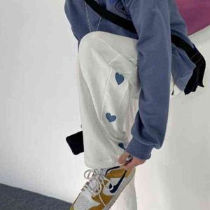 Qweek koreanska stil joggare sweatpants kvinnor baggy kawaii oversize lösa jogging sportbyxor svart brett ben byxor för kvinnlig y211115