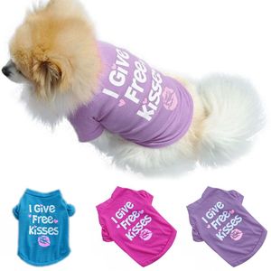 Abbigliamento per cani Gilet Cucciolo Gatto piccolo Animali domestici T-shirt estiva traspirante I Give Free Kisses Felpa stampata Chihuahua