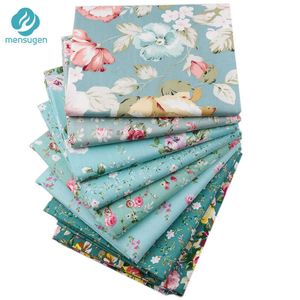 Mensugen 8pcs/lot 40cm*50cm Green Flower Floral Printed Cotton fabric for Patchwork Quilting Doll Clothes Sewing Scrapbook Cloth 210702