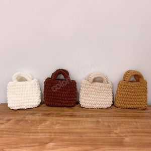 Korean Style Little Girl Mini Purse Cute Knitted Woven Kids Small Coin Pouch Tote Baby Toddler Wholesale Purses