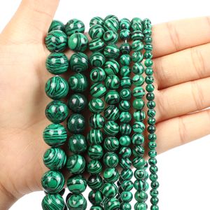 Natural Stone Beads Green Malachite Charm Round Loose Beads For Jewelry Making Needlework Bracelet Diy Strand 4/6/8/10/12MM