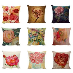 Оптовик Creative Doodle Red Rose Pillow Cashion Case Gold Letter Joy Vintage Pink Flowers Printed Home Decor Lumbar поддержка подушка/деко