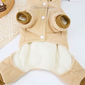 Hundkläder pyjamas corduroy hundar jumpsuit 4 ben pet pjs valp katt pajama onesie för höst vinter husdjur klädkläder till små do233t