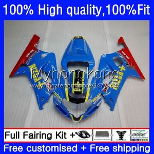 Injektionsgjutning Fairings för Suzuki GSX-R750 K1 750cc GSXR600 GSXR-750 01-03 19NO.31 GSXR 600 750 CC 01 02 03 600CC GSXR-600 GSXR750 2001 2002 2003 OEM Bodys Factory Blue