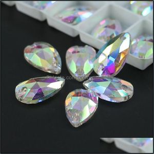 Vidro frouxo frouxo jóias Cristal Ab Teardrops Sew on Rhinestone All Size Flatback Fancy Sew-on Stone R3230 50 pcs por saco Gota entrega 2021