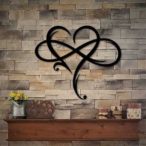 Infinity Heart Stahl-Wanddekoration, personalisierte Metallwand, Zuhause, Schlafzimmer, Kunst, Ornamente, Jubiläumsgeschenke, MUMR999 210615