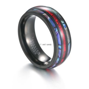 8mm Wolframcarbid Ring Band Finger Imitation OPal Ringe für Frauen Männer Modeschmuck wird und sandig