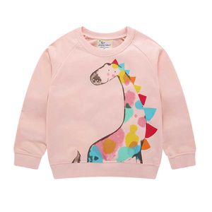 Jumping Girls Dinosaurs Felpa per vestiti invernali Felpe con cappuccio per bambini Felpe Animali Toddler Kids Shirt Girl 210529