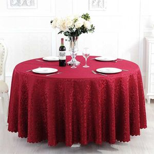 Polyester Jacquard Tablecloth el Wedding Banquet Party Decoration Round White Covers Overlays Home Decor 211103