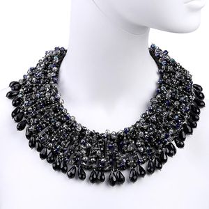 Chokers Luxus Trendy Statement Halskette Kristall Perlen Gestrickte Halsband Für Frauen Mode Gute Qualität Chunky Bib Schmuck Bijoux