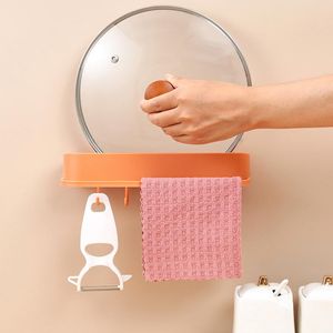 Hooks & Rails Kitchen Hanging Hook With Lid Holder Wall Mounted Adhesive Utensil Towel Hanger Tools Storage Accessories Sale