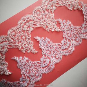 Ribbon Delicate 1Yard White/Ivory Cording Fabric Flower Venise Venice Mesh Lace Trim Applique Sewing Craft For Wedding Dec. 20cm