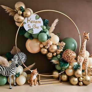 86Pcs Bean Green Balloon Garland Kit Balloon Arch Chain Jungle Animal Safari Forniture per feste a tema Wild One Decorazioni per feste di compleanno 211216