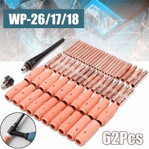 62pcs/lot high quanlity Nozzle TIG Welding Torch NONE Ceramic Copper Pyrex Cup for Machine WP-26/17/18 Kit