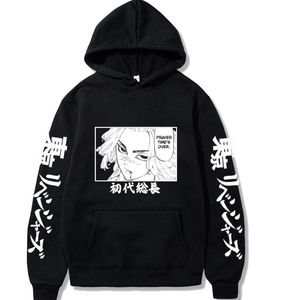 Mäns Hoodies Sweatshirts Anime Tokyo Revengers Manjirou Sano Harajuku Manga Hoodie Sweatshirt Vinter Långärmad Plus Siez Casual Loose M