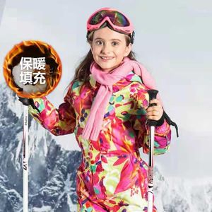 Skidjackor Barn Ski Jumpsuit 2021 Vinter snowboardjacka pojkar och flickor utomhus snö kostymer varma vattentäta barn
