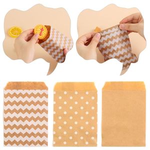 Present Wrap 50st Wave Dot Kraft Paper Candy Biscuit Bags Packing Pouch Popcorn Bag Födelsedag Wrapping Supplies 15cm10cm