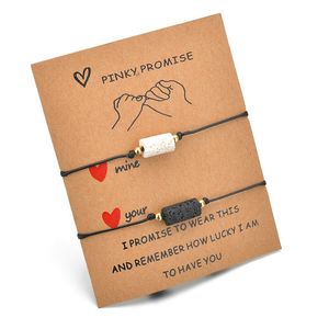 Pinky Promise Mesafe Eşleştirme Bilezikler Volkanik Taş Çiftler Bilezik, Best Friends Çift Aile Kadın Erkek Genç Kızlar