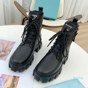 Kadın Kürk Boot Naylon Çizmeler Rois Deri Ayak Bileği Savaş Kılıfı Moda Savaş Ayakkabı Ile Kauçuk Taban Platformu Boyutu 35-40
