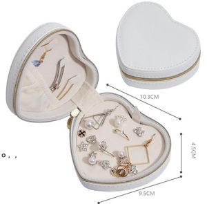 Portable Travel Jewelry Storage Box Creative Heart Shaped PU Leather Display Rack Necklace Earrings Ring Boxes Desktop Decoration RRE12401