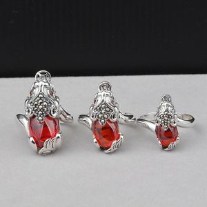 Cluster Rings Heitai Silver Wholesale S925 Pure Hand Ornament Vintage Garnet Red Ring