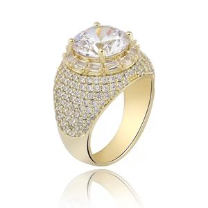Hip Hop Stones anel jóias k banhado a ouro Moda Mens Zircão Anel de diamante
