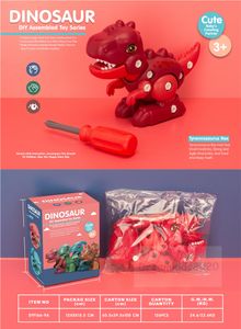 DIY assembled toy series.Triceratops/Brachiosaurus/Chlamysaurus/Tyrannosaurus, disassembly building block model, with screwdriver, assembling dinosaur toys.
