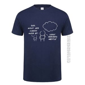 Serwery Linux Głównie Cloud T Shirt Lato Mężczyźni O Neck Bawełna Komputer Programator Tshirt Zabawny Mężczyzna T-Shirts 210706