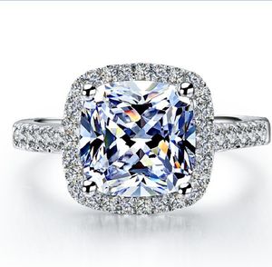 1 Carat Cushion Cut Diamond Engagement Solid Platinum 950 årsjubileum Bröllopsring för kvinnor
