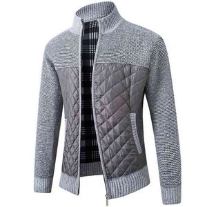 Faliza Mäns Fleece Sweater Coat Vinter Tjock Patchwork Ull Cardigan Varm stickad tröja Jackor Casual Man Kläder XY108 210818