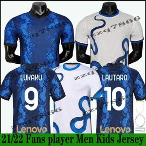 2021 2022 Wentylatory Player Wersja Lukaku Men Soccer Jersey Vidal Barella Lautaro Eriksen Alexis Hakimi 21 22 Koszulki piłkarskie Mundury Kids Kit