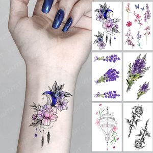 Waterproof Temporary Tattoo Sticker Aurora Moon Lace Flowers Dream Catcher Flash Tatoo Arm Wrist Fake Tatto For Body Art Women
