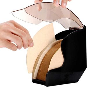 Großer Kaffeefilter-Papierhalter mit Acryl-Abdeckung - Filter-Dispenser-Rack-Regalspeicher, Barista-Werkzeuge 210607