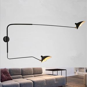 Nordic Creative Retro Ротационные длинные настенные лампы полюса Индивидуальный дизайнер Винтажный свет для гостиной спальня кабинет кухонная лампа
