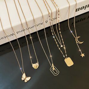Vintage Neck Chain Necklaces For Women Korean Fashion Pendant Titanium Steel Necklace Jewelry Whole 2021